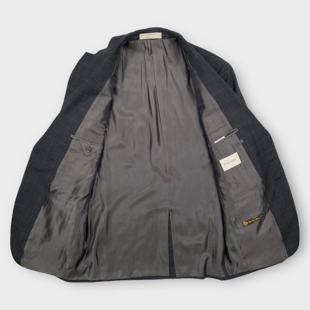 John W Nordstrom Loro Piana Suit Mens 40R 34x29 Windowpane Check Charcoal Wool - Picture 9 of 16